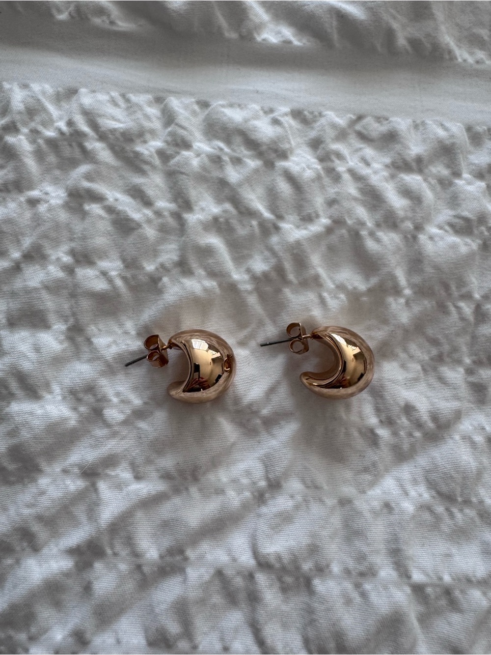 Anthropologie Rose Gold Crescent Dome Stud Earrings